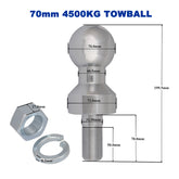 4500KG Forged Ball Mount 2" Drop  2" x 2"  Hitch Tow Bar Tongue 70mm Tow Ball
